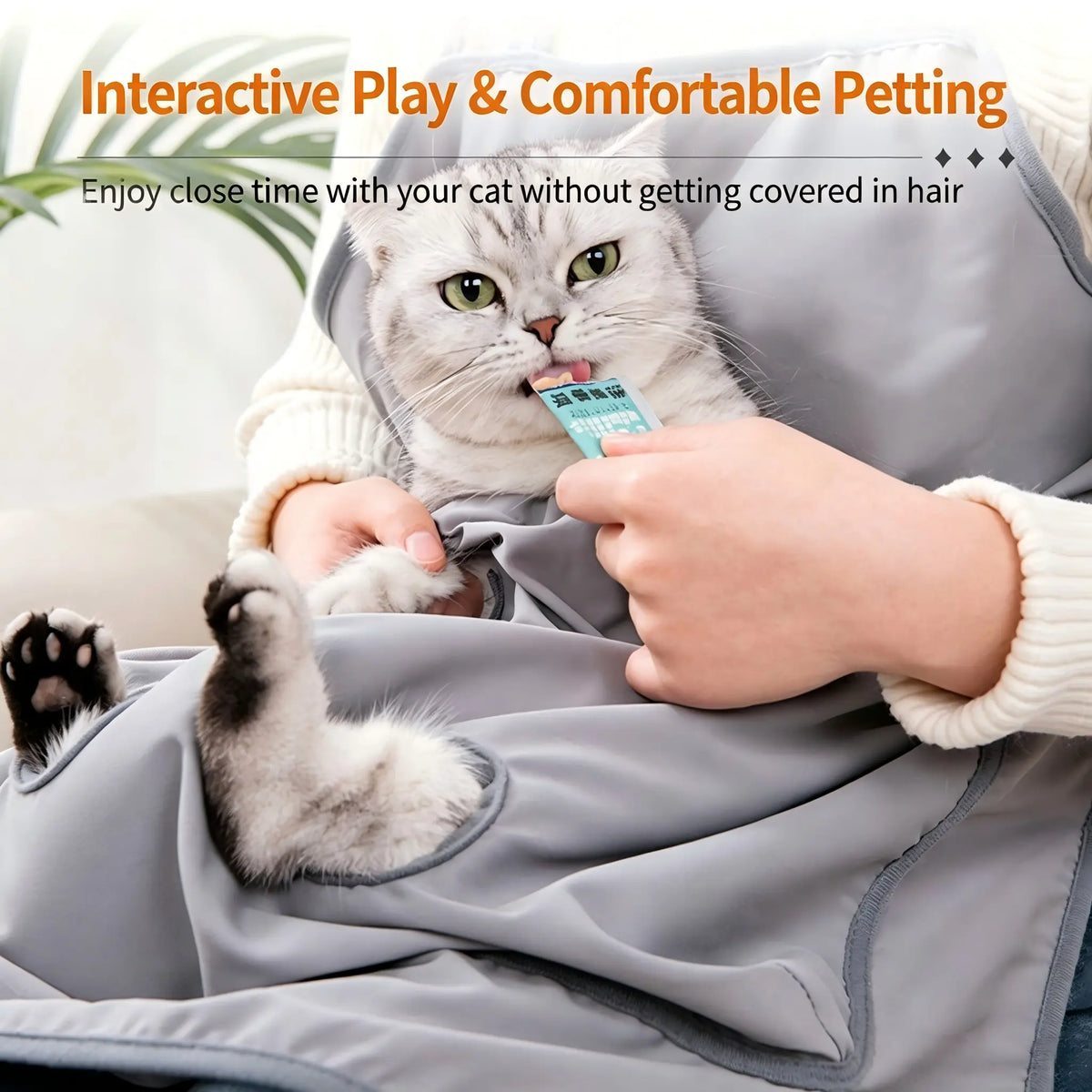 Adjustable Cat Holding & Grooming Apron with Leg Openings