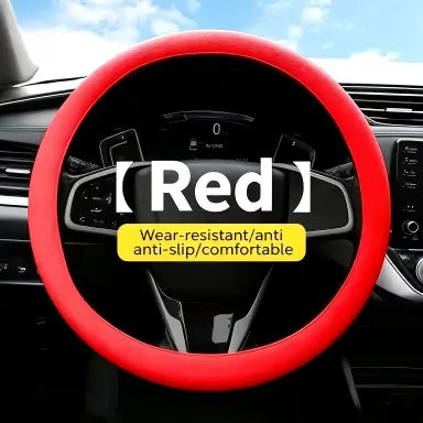 Universal Silicone Steering Wheel Cover with Non-Slip Soft Grip, Breathable Lychee Texture for All-Season Driving
