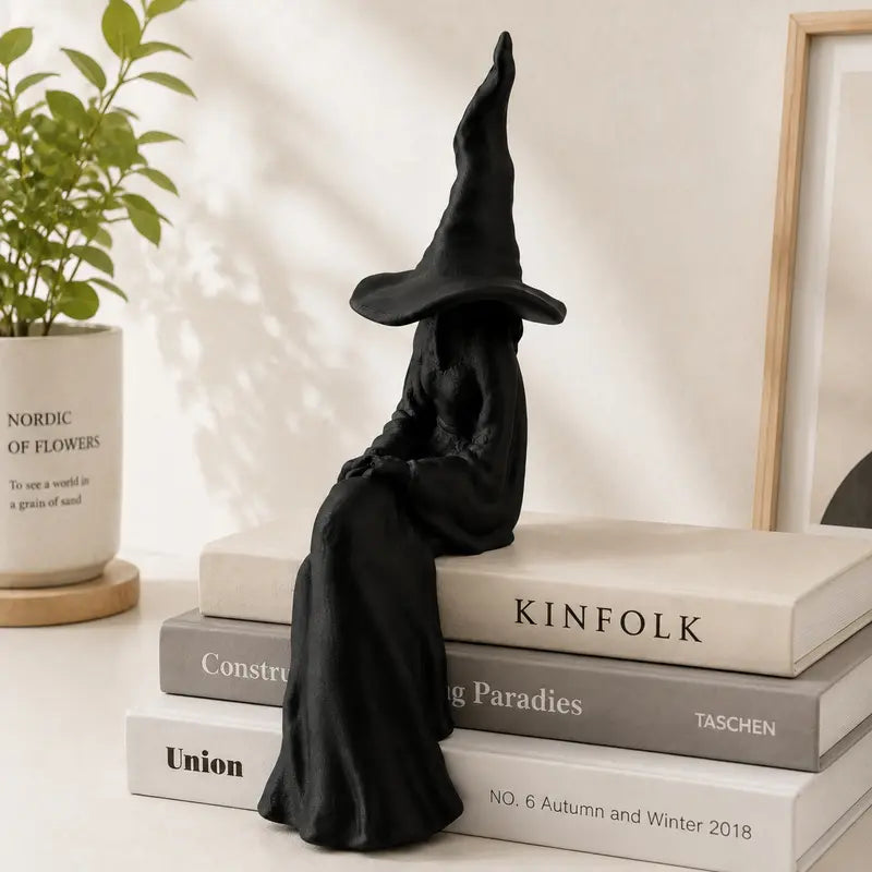 3D-Printed Faceless Black Witch Shelf Sitter Figurine