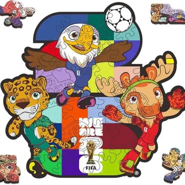FIFA World Cup 2026 Mini Puzzles - Official Trophy Wooden Puzzles for Kids and Adults, 26 Piece Collectors Jigsaw Puzzles Unique Soccer Gifts for Fans,Sports Souvenirs 2.2 X 5.5 Inch