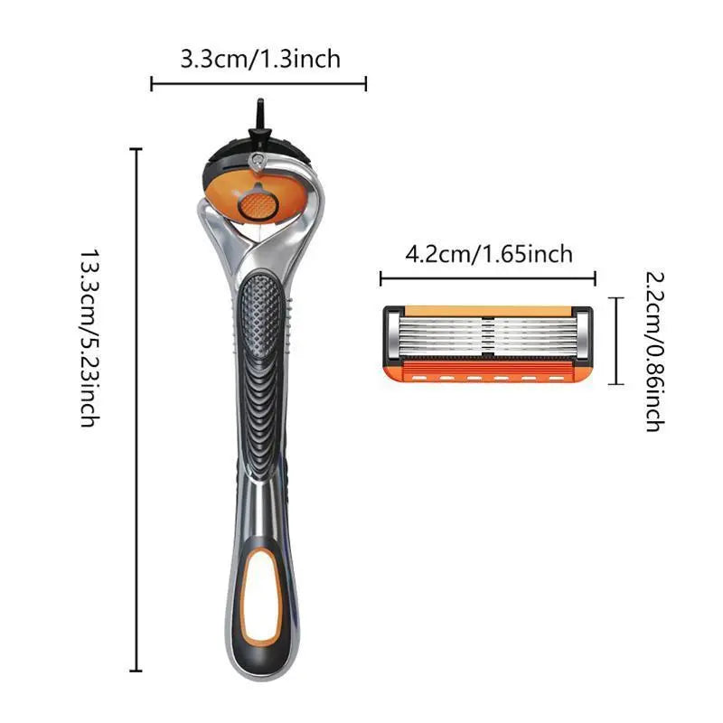 Ultra-Sharp 6-Blade Men's Razor Kit 24/48 Refill Cartridges Plus Free Handle for a Smooth Shave
