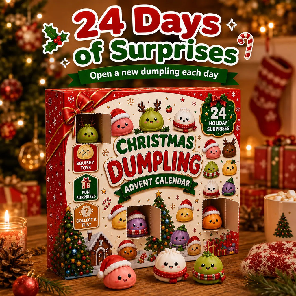 2026 Christmas Squishy Advent Calendar with 24 Dumpling Squeeze Toys, Glitter Fidget Gifts for Kids