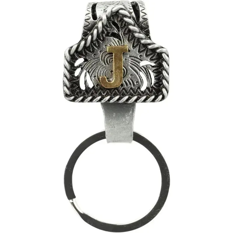 Western Cow Tag Initial Keychain - Handmade Copper Letter