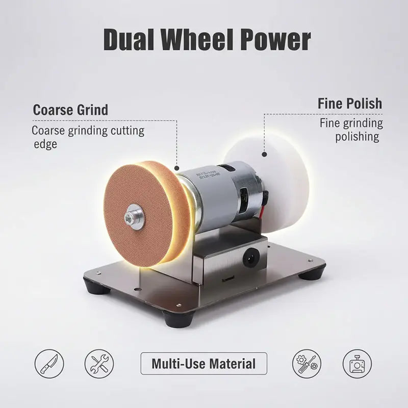 100W Mini Bench Grinder with Dual Wheels – 12 Speeds, 3,000–6,000 RPM