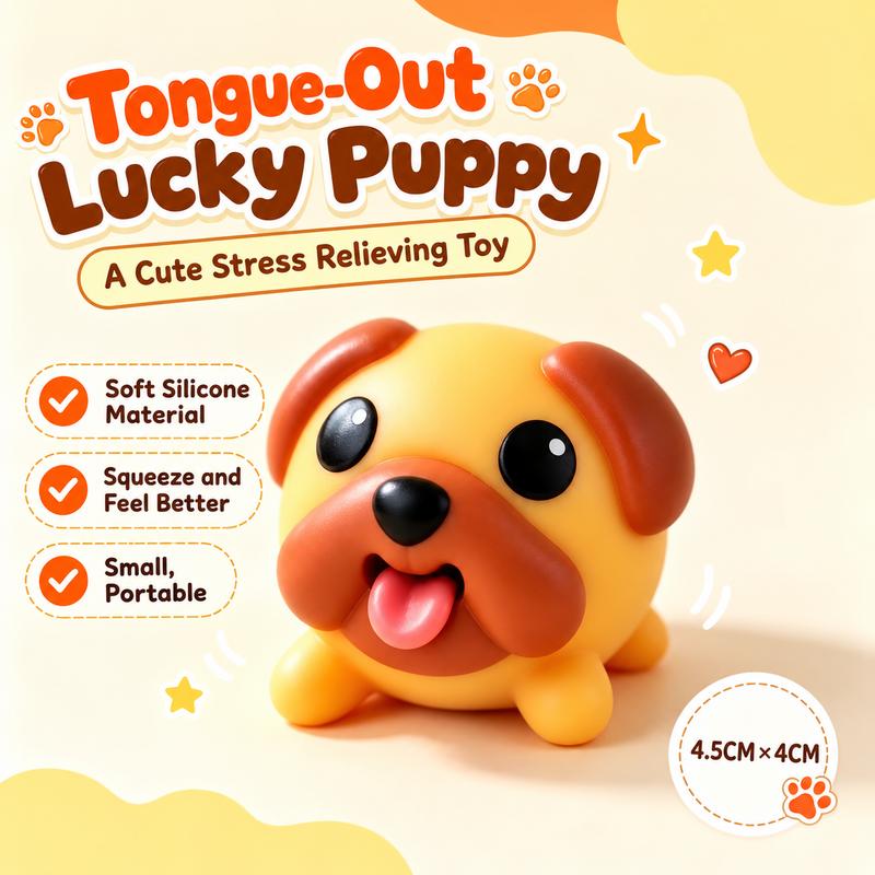 Funny Squeeze-to-Pop Tongue Pug Fidget Toy