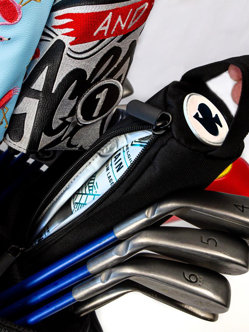 Pins & Aces 7-Can Insulated Golf Bag Cooler Sleeve – Black