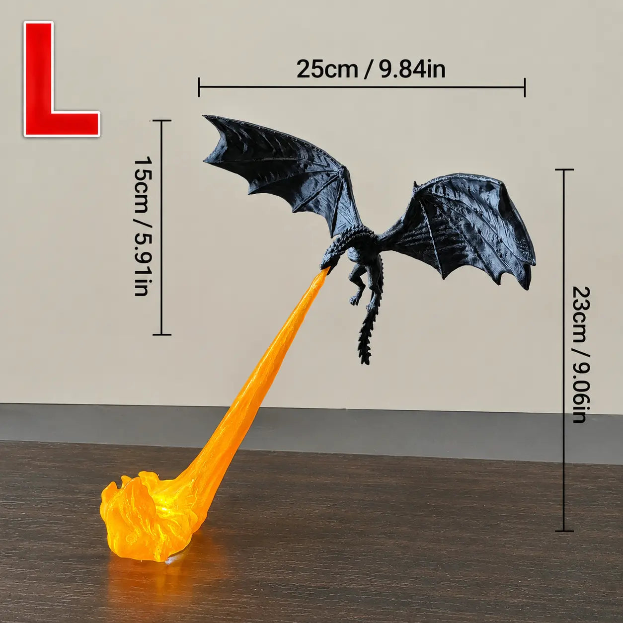 3D Printed Dragon Flame Book Nook with LED Light, Fantasy Bookshelf Decor & Gift for Book Lovers