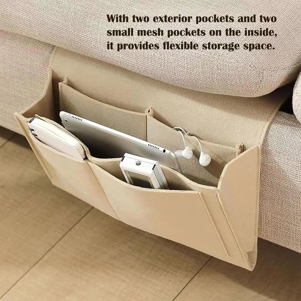 5-Pocket Felt Bedside Caddy – Beige