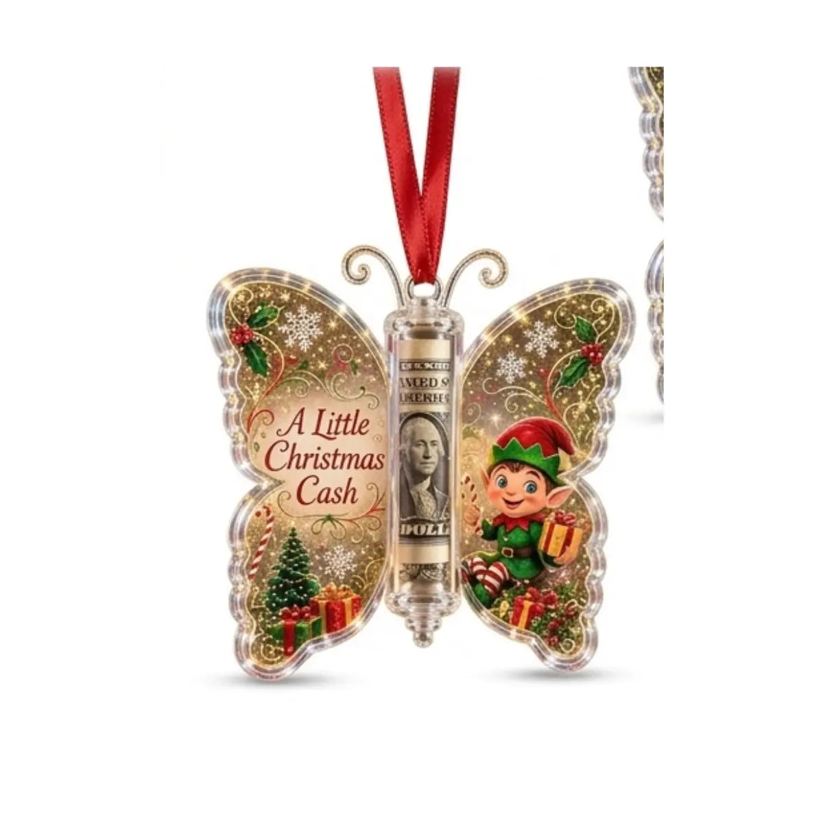 5-Piece Butterfly Acrylic Christmas Cash Gift Ornament Set