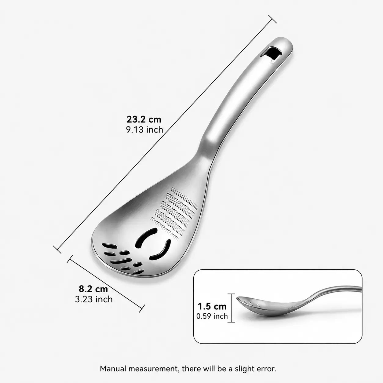 1 Count 304 Stainless Steel Multifunctional Kitchen Spoon, Egg White Separator Ginger Garlic Grater Mud Masher for Home Daily Cooking