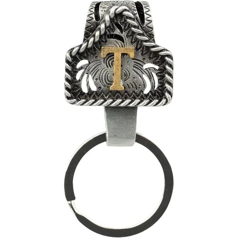 Western Cow Tag Initial Keychain - Handmade Copper Letter