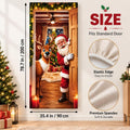 Santa & Reindeer Stretch-Fabric Christmas Door Cover
