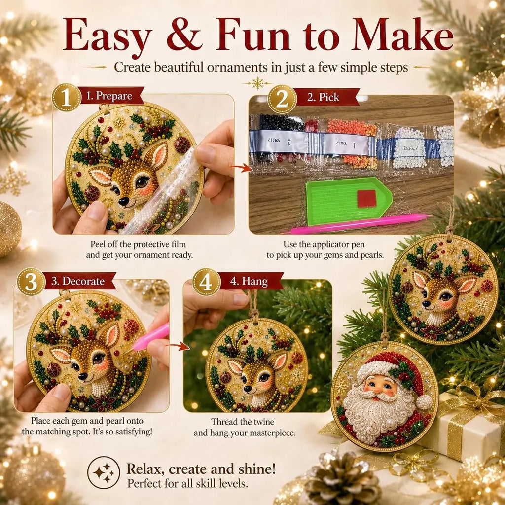 6/12-Piece Christmas Diamond Painting Ornament Kit