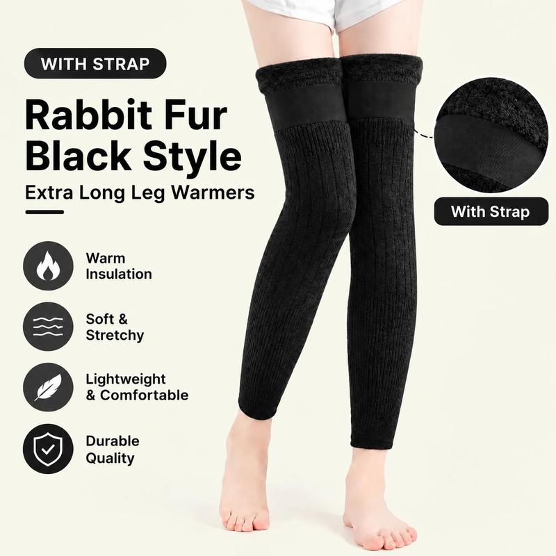 Unisex Wool-Lined Anti-Slip Long Knee Warmers – One Size