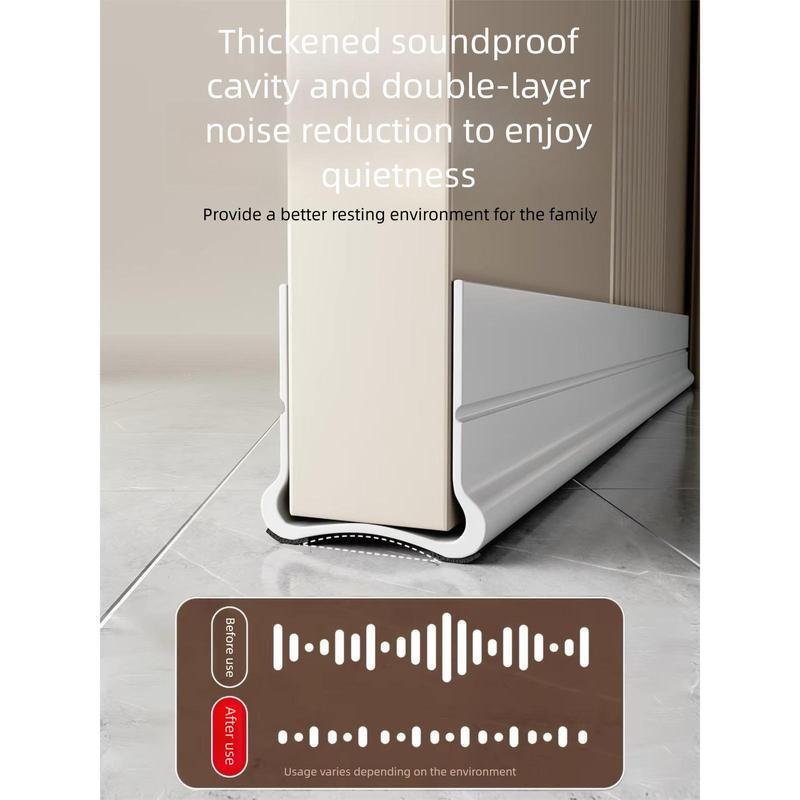 Soundproof Triple Seal Door Draft Stopper Self Adhesive PVC Door Bottom Weather Strip Wind & Noise Insulation Gap Sealing Strip