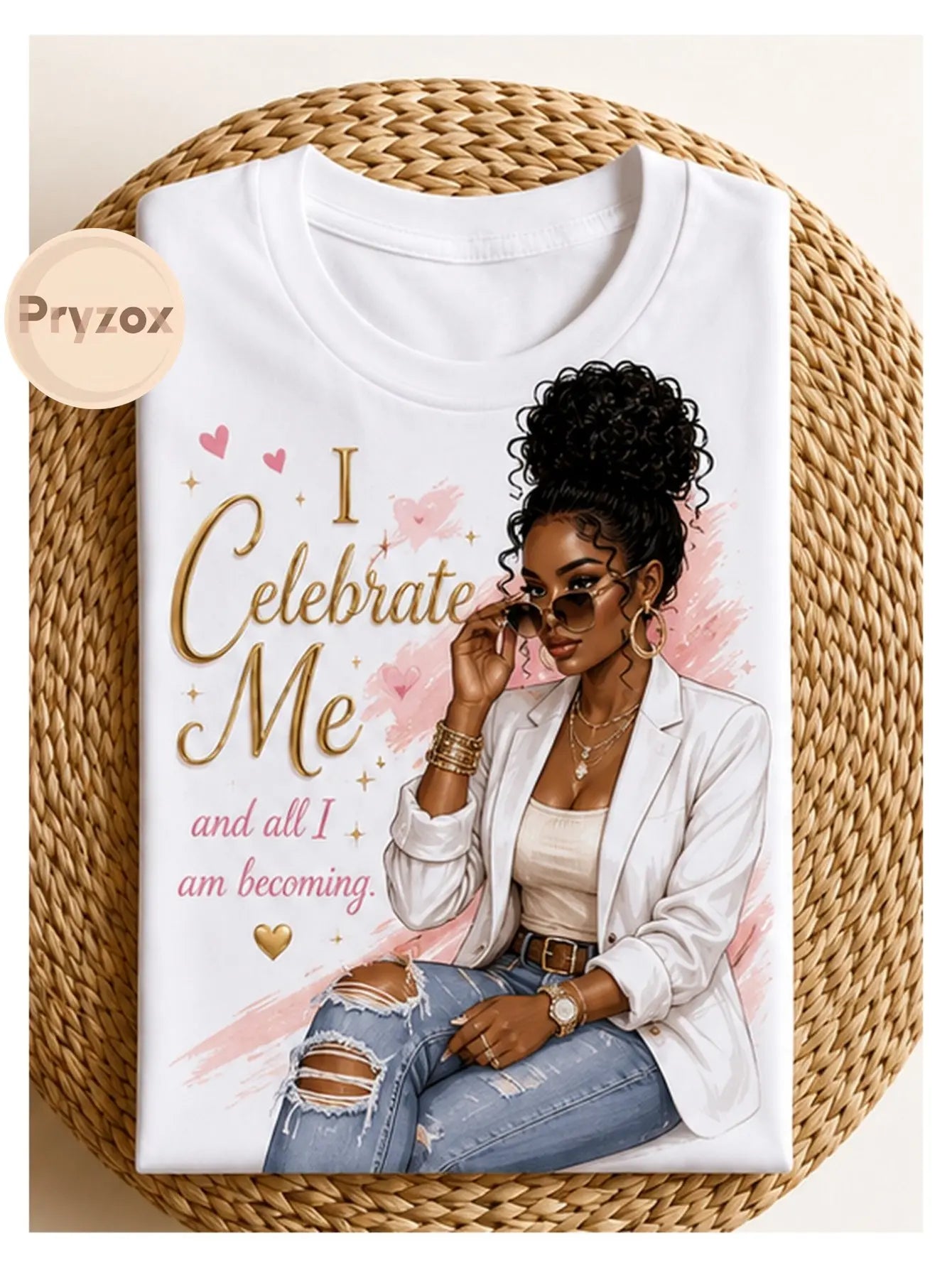 “I Celebrate Me” Metallic Gold Graphic T-Shirt, Soft Cotton Unisex Casual Tee for Men & Women