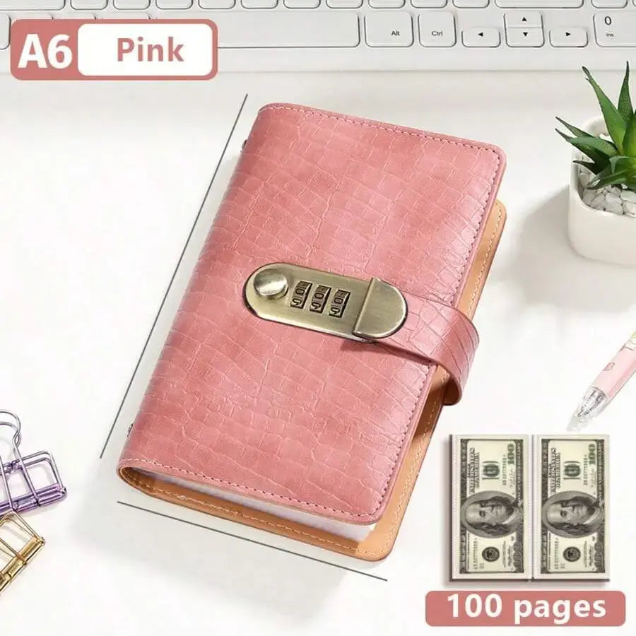 100-Pocket Currency Collector Album with PU Leather Cover, Password Lock & Clear Sleeves for Banknote Storage