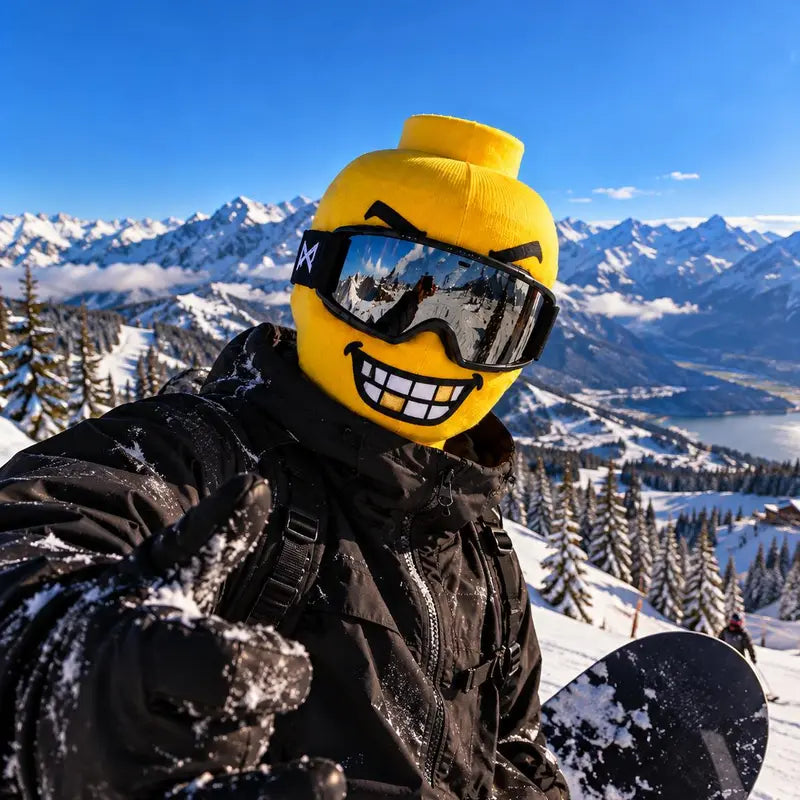 Funny Yellow Toy Head Tongue-Out Knitted Balaclava Ski Mask