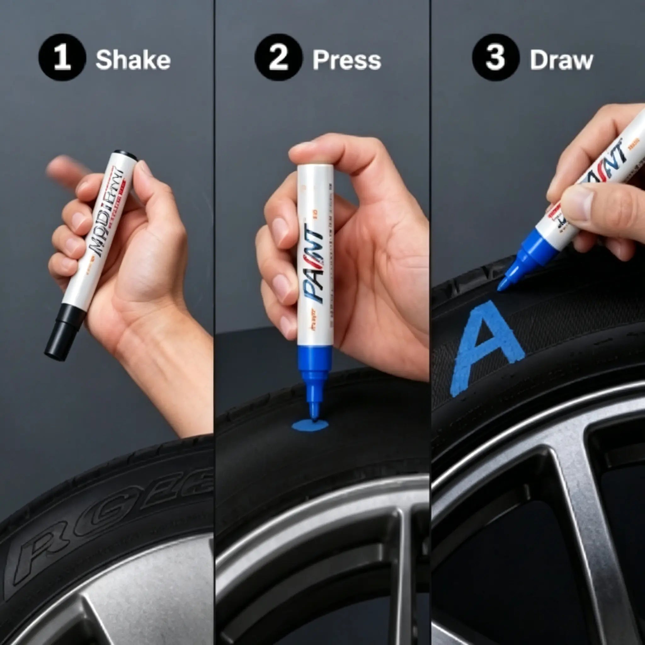12-Color Oil-Based Tire Paint Marker Set, Quick-Dry Waterproof Permanent Paint Pens for Tires, Rubber, Metal & Wood