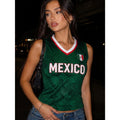Women's Graphic Tank Top for Soccer Fans, Sleeveless V-Neck with Mexico Inspired Design for Summer Wear, Women's Clothes