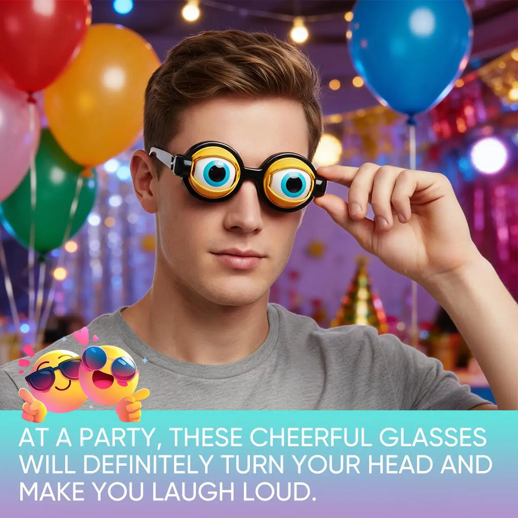 Kinetic Crazy Eyes Glasses, Novelty Eyewear for Costume Party Decoration