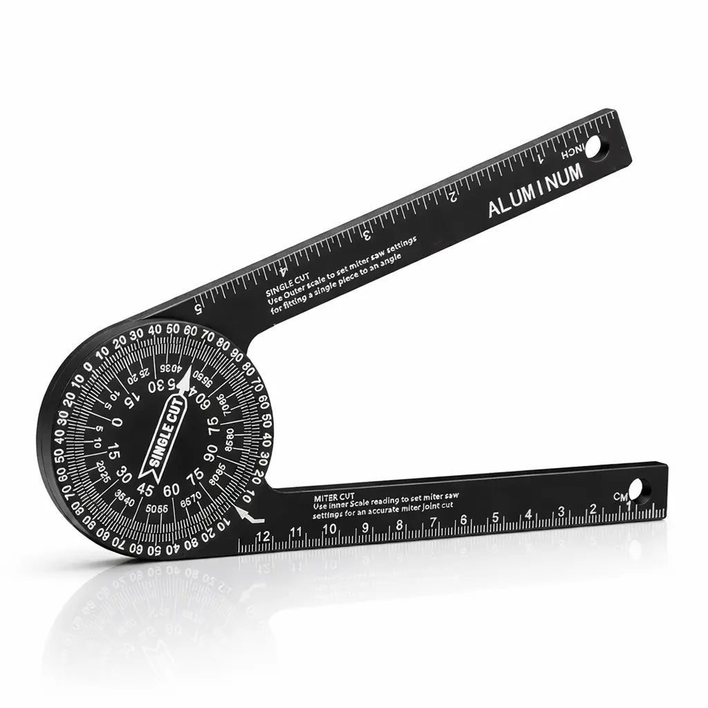 7-Inch Aluminum Miter Saw Protractor, 360° Angle Finder with Laser-Etched Scale for Carpentry, Crown Molding, Baseboard & Woodworking Projects