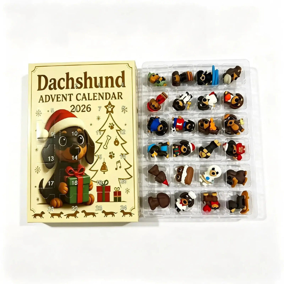 Christmas 24‑Day Countdown Surprise Box, Hanging Puppy Ornaments for Holiday Decor,sohochic