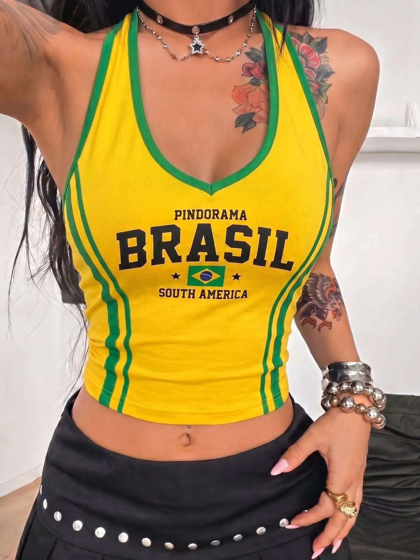 Women's 2026 Graphic Halter Neck Crop Top, Slim-Fit Casual Streetwear Tank for Everyday Wear & Night Out