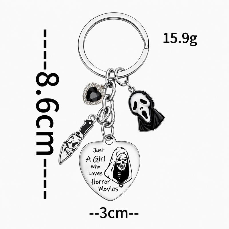 “Just a Girl Who Loves Horror Movies” Gothic Heart Keychain