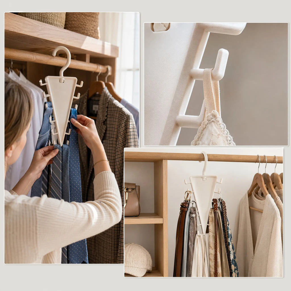 V-Shaped 12-Hook Rotating Closet Organizer, Space-Saving Hanger for Shirts, Pants, Scarves & Accessories