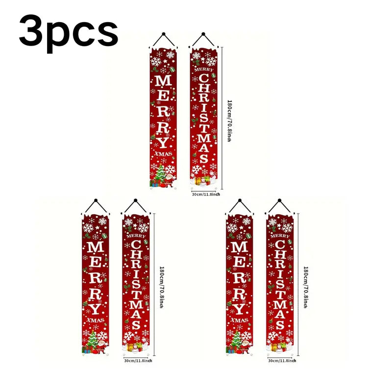 2-Piece Merry Christmas Front Porch Door Banner Set