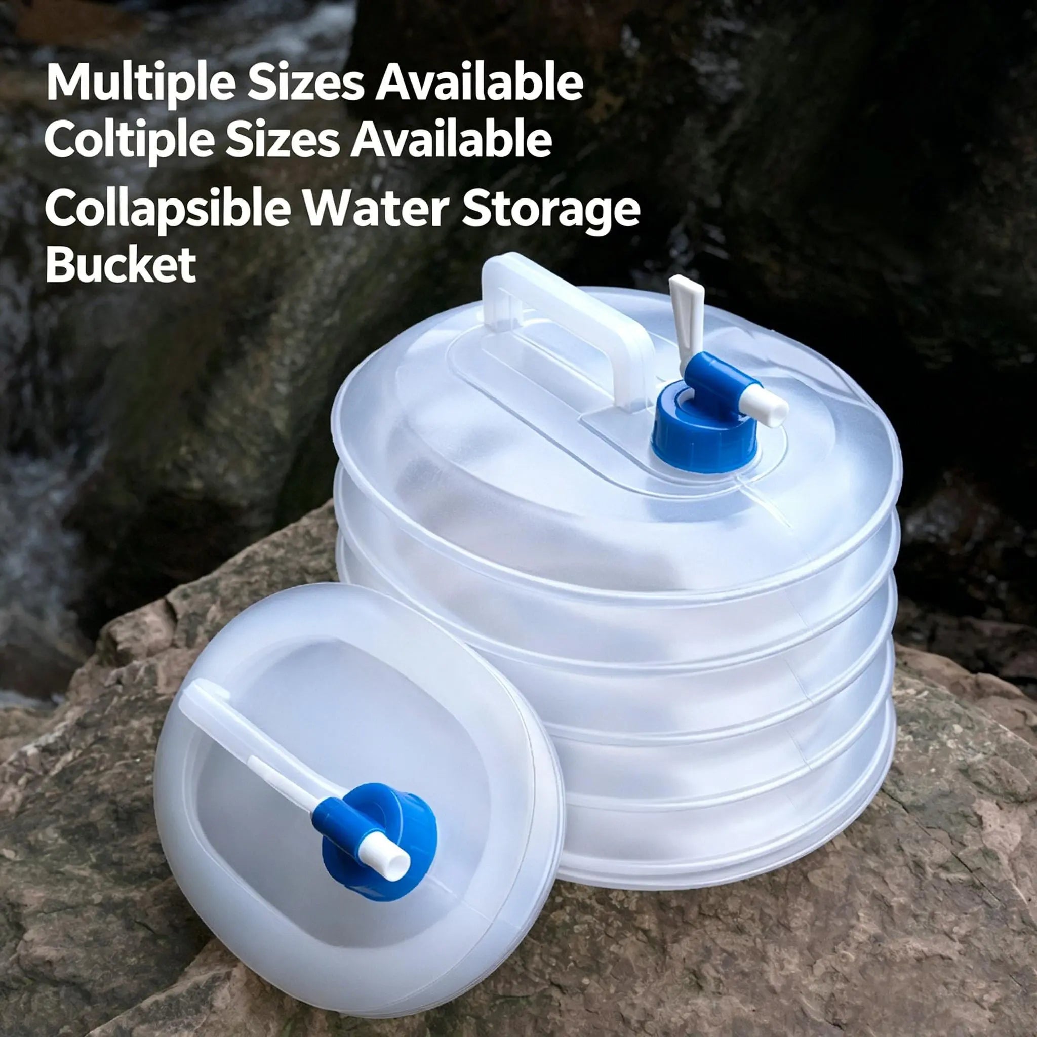 Large-Capacity Collapsible Water Bucket with Handle, Portable Water Container for Camping, Hiking, Picnics & Outdoor Use