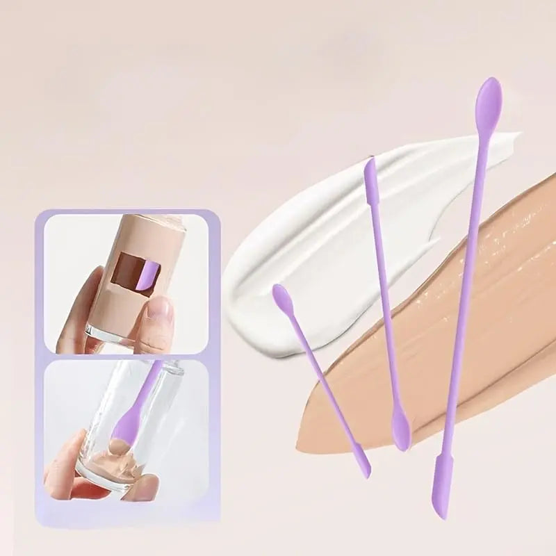 3-Pack Mini Silicone Makeup Spatulas for Foundation, Cream, Lotion, Jar Scraping & Cosmetic Use