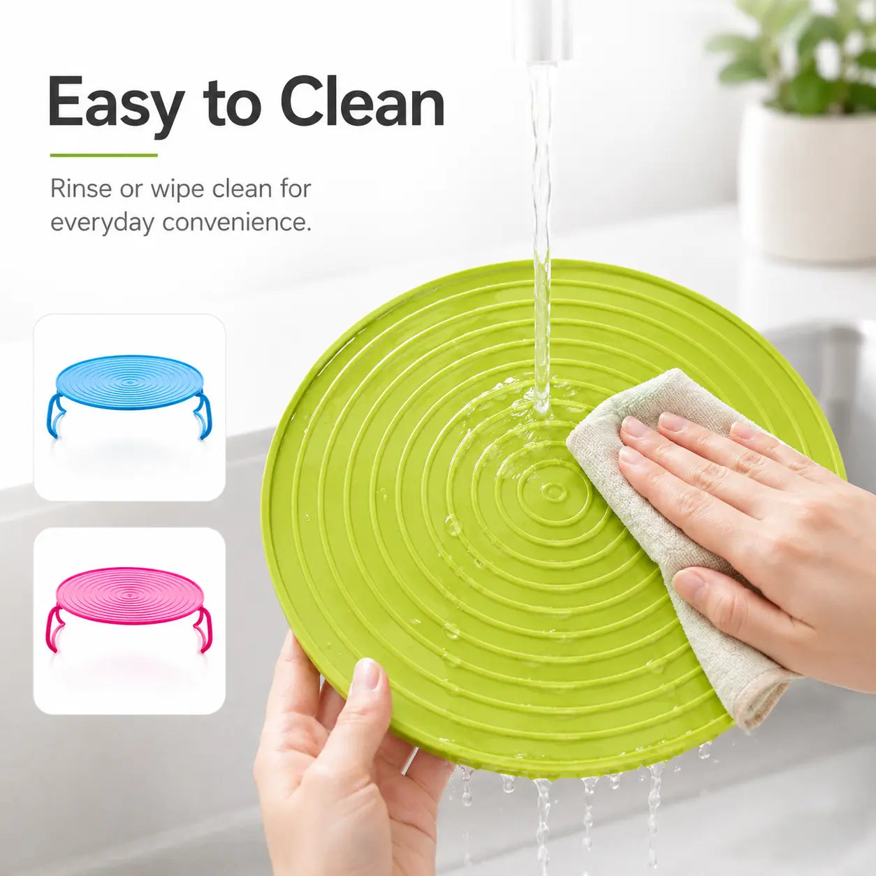 Foldable Microwave Plate Stacker with Cool-Touch Handles, Space-Saving Heating Rack for Plates & Bowls