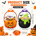 Halloween Plastic Goodie Bags with Pumpkin, Skull, Cat & Skeleton Designs for Candy, Classroom & Party Favors
