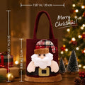 Reusable 3D Santa Claus Linen Christmas Treat Bags with Handles