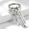 Spanish "Te Necesito Aquí Conmigo" Religious Drive Safe Keyring for Him/Her