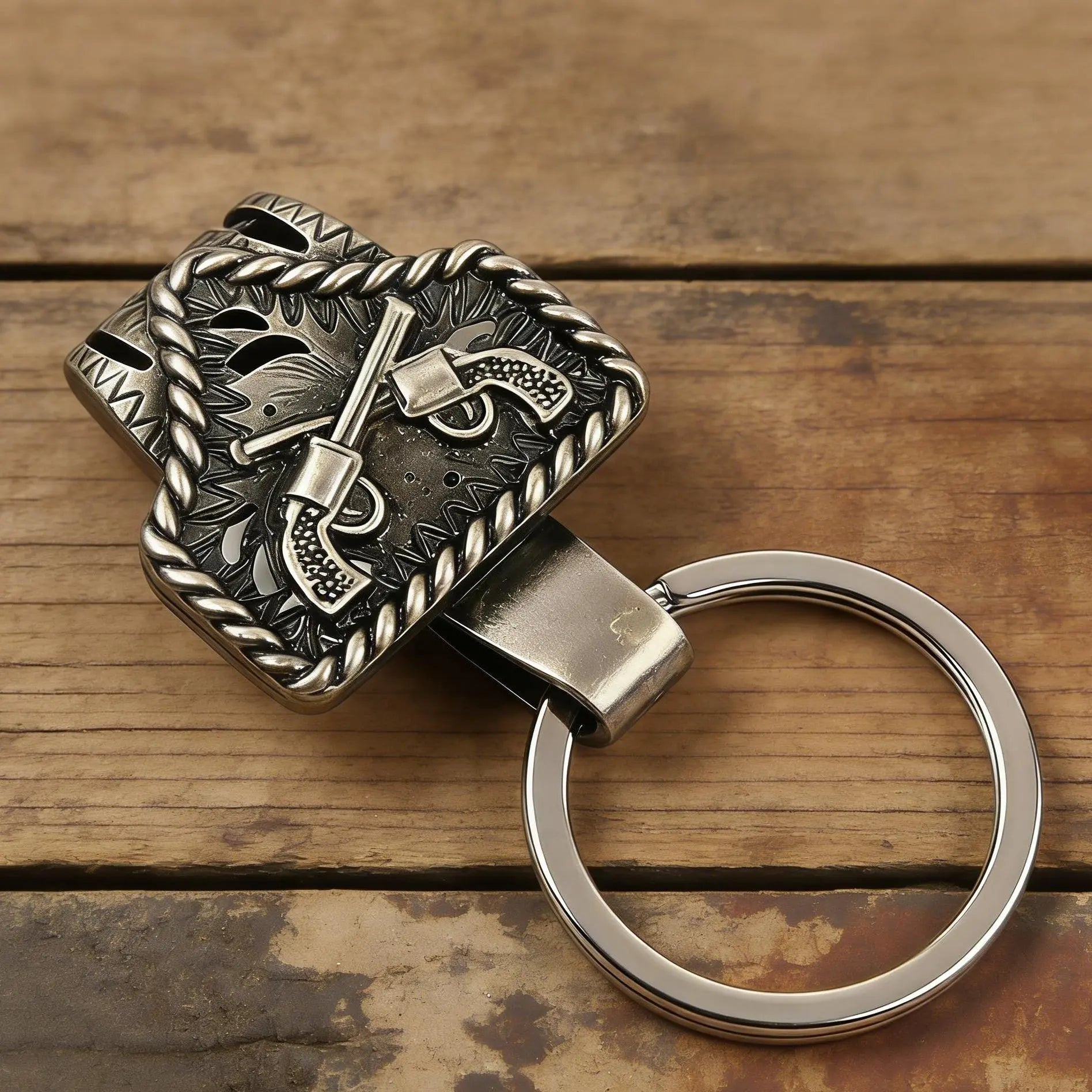 Western Cow Tag Initial Keychain - Handmade Copper Letter