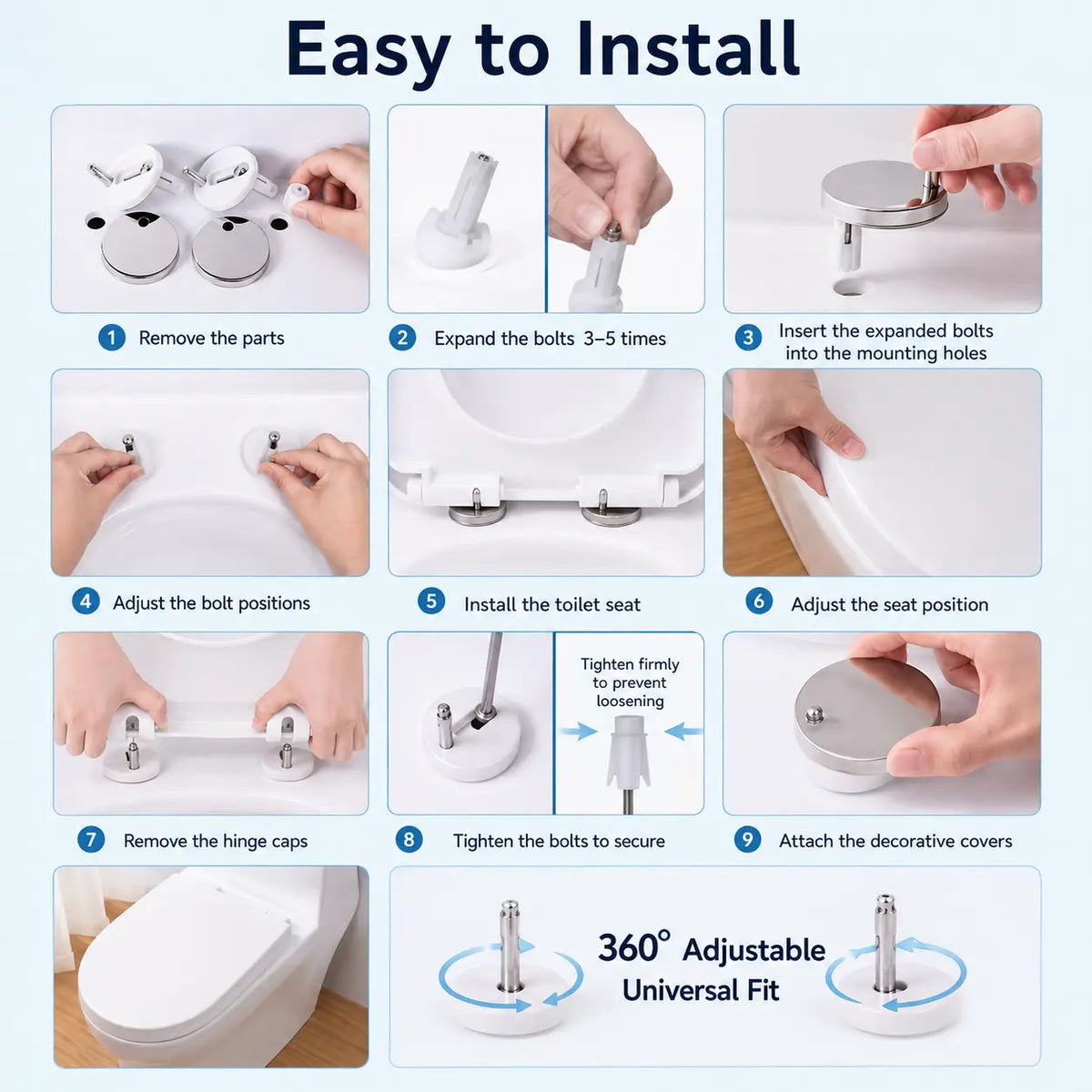 2-Pack Top-Mount Toilet Seat Expansion Bolts
