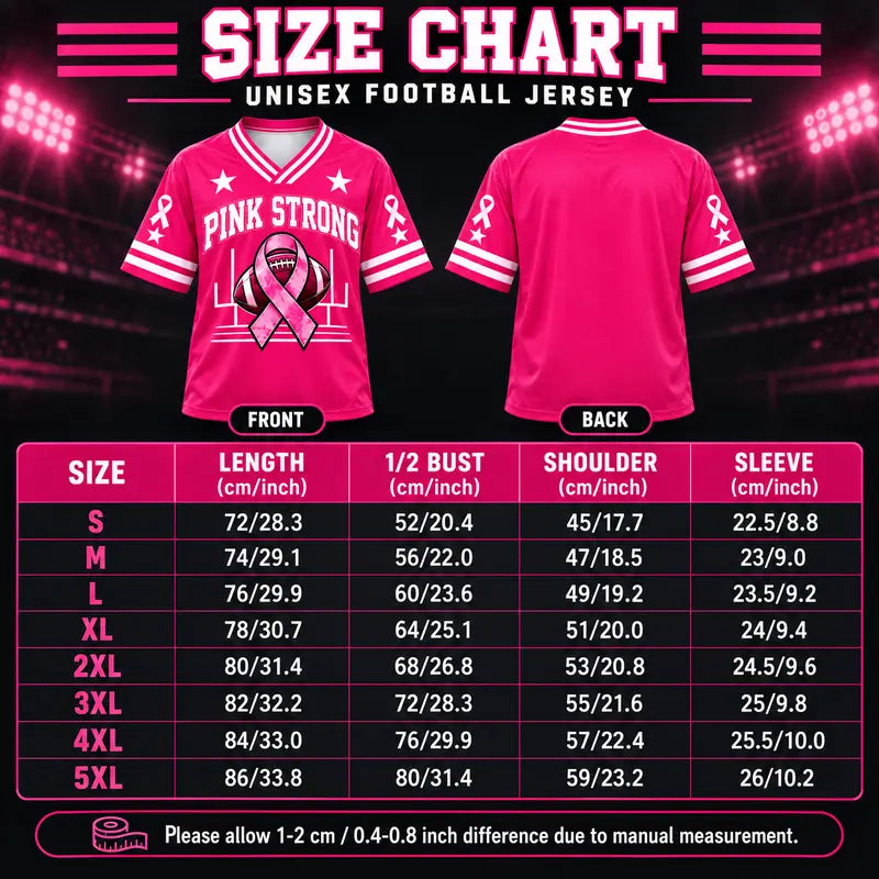 Unisex Pink Ribbon Breast Cancer Awareness Football Jersey
