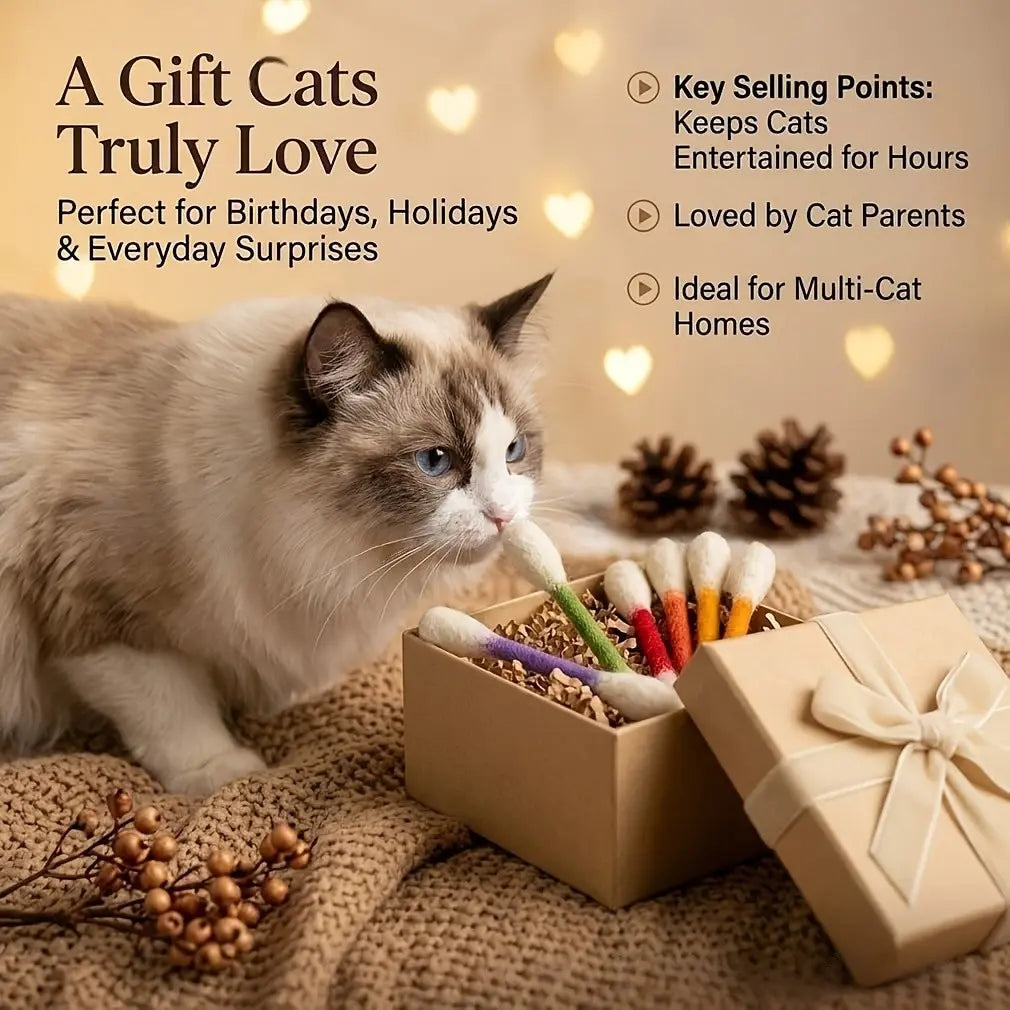 6PCS Extra Large Interactive Cat Toy Wand, Durable Bite-Resistant Pet Playstick for Indoor Cats, Reducing Boredom & Encouraging Play