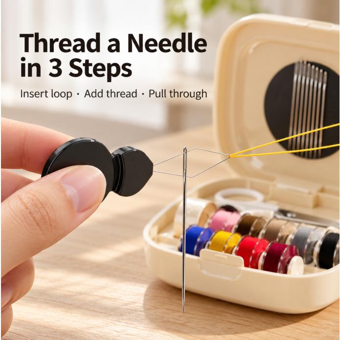 Mini Magnetic Rolling Spool Travel Sewing Kit & Storage Box