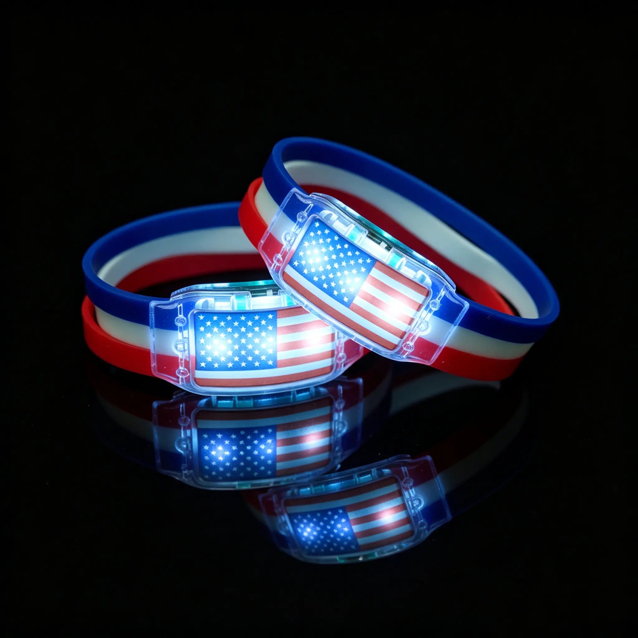 USA Flag LED Light-Up Bracelets