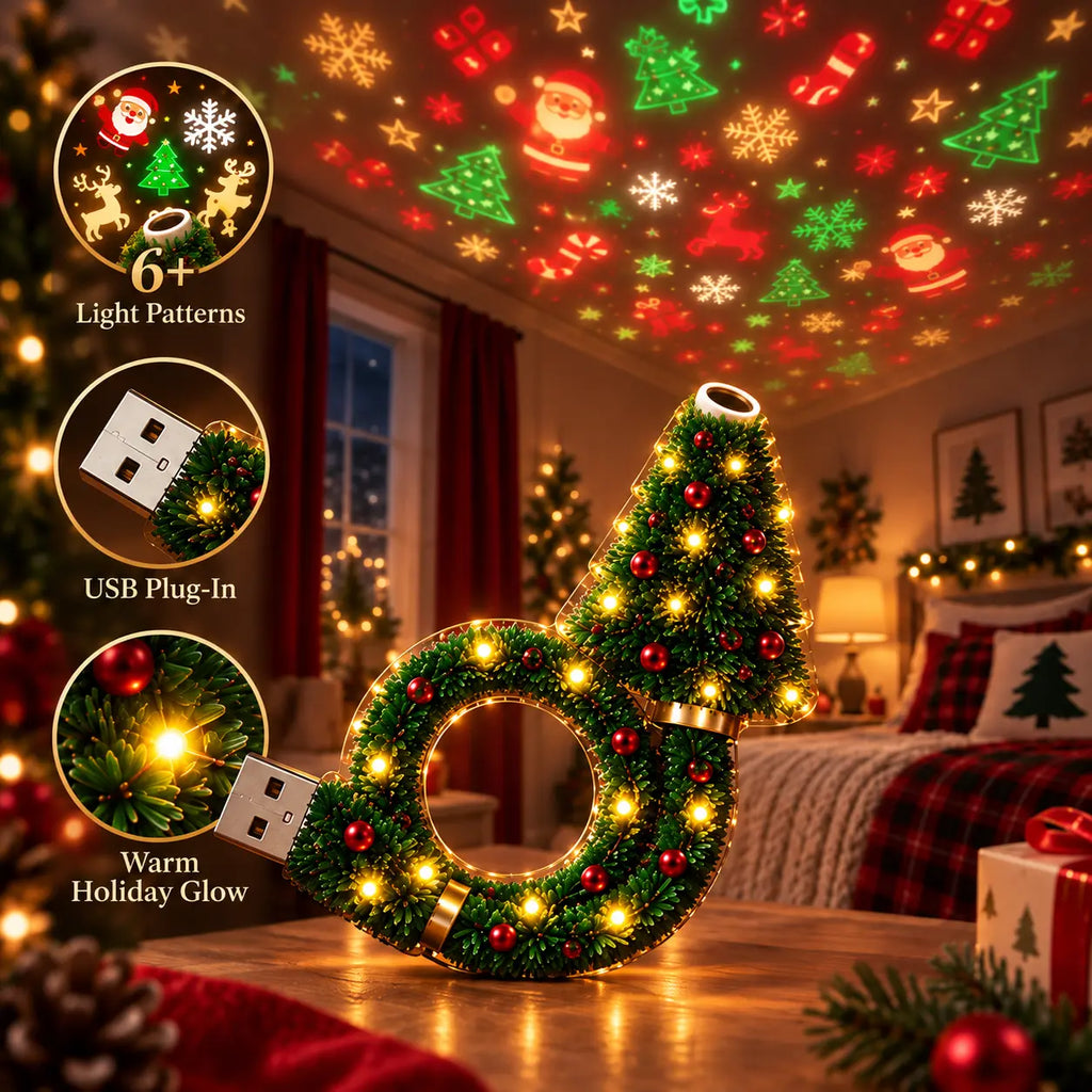 USB Christmas Pattern Projector Night Light
