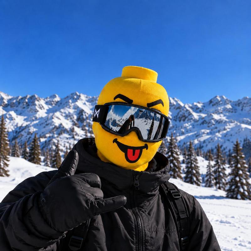 Funny Yellow Toy Head Tongue-Out Knitted Balaclava Ski Mask