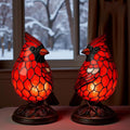 Christmas Decoration Bird Statue Lamp, Hand-Painted Resin Cardinal Light, Bedside Living Room Bedroom Home Decor