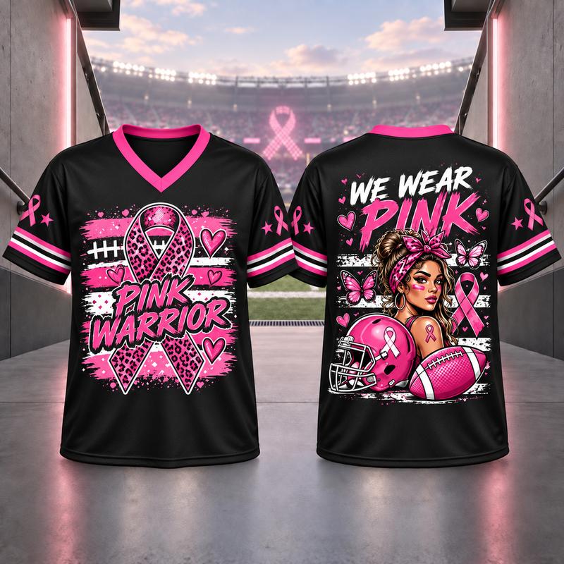 Unisex Pink Ribbon Breast Cancer Awareness Football Jersey