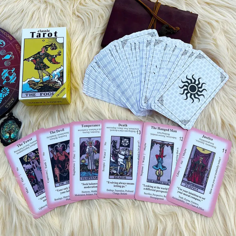Beginner Tarot Card Deck & Meaning Guide Set
