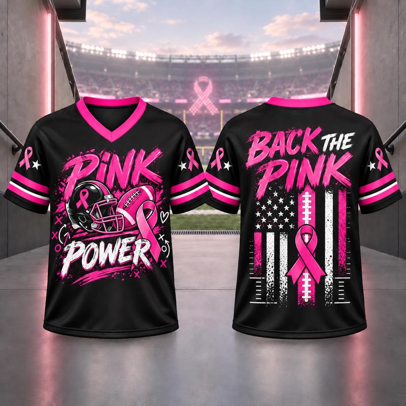 Unisex Pink Ribbon Breast Cancer Awareness Football Jersey