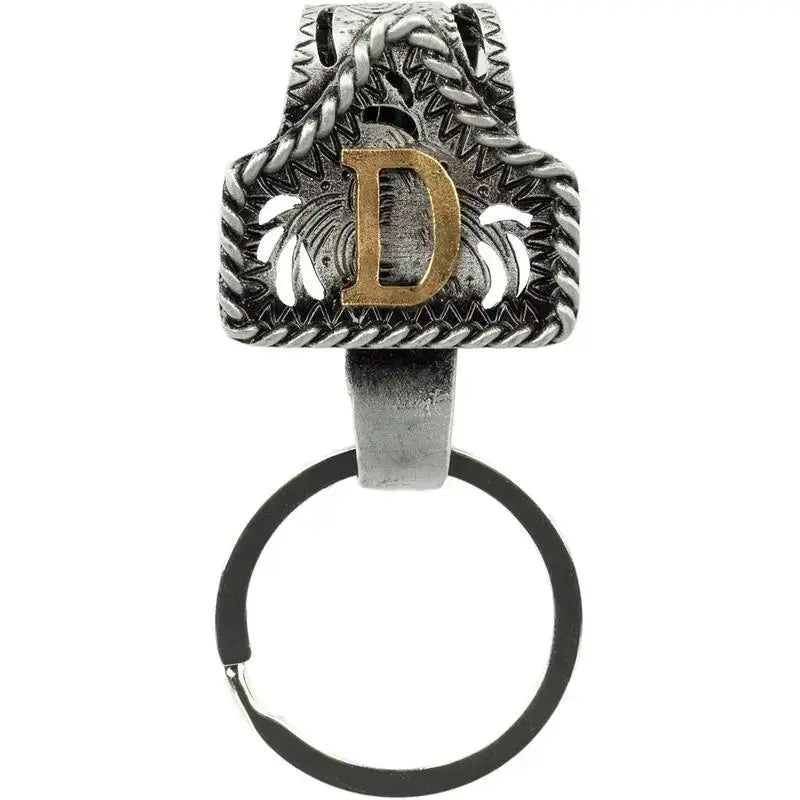 Western Cow Tag Initial Keychain - Handmade Copper Letter